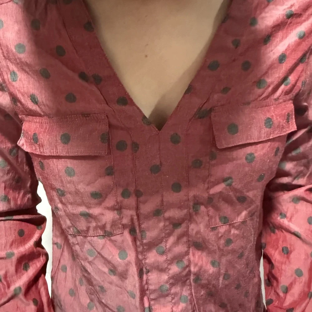 Express Red and Black Patterned Top - Picture 1 of 8